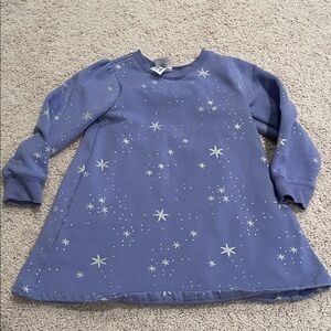 Hanna Andersson Comfy Cozy Lavender Sweater Dress with Silver Stars